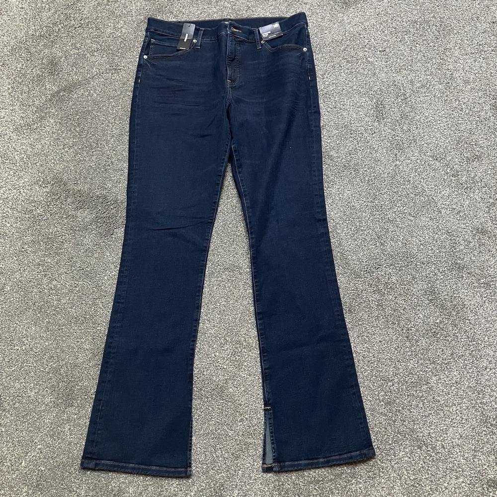 NWT Express Skyscraper Jeans Women's 14 Mid Rise Boot Cut Split Hem 34x33.5